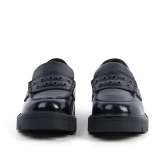 Mocassins Kori pour femme adulte en cuir noir à rivets