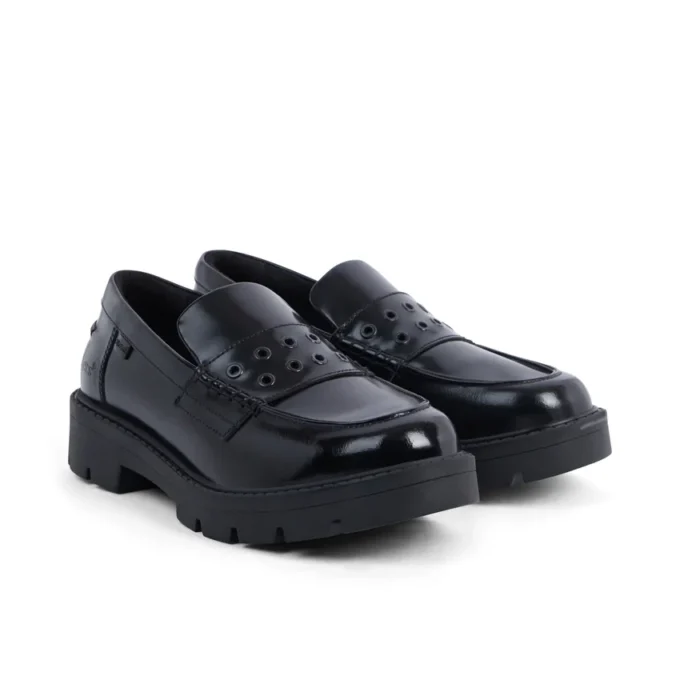Mocassins Kori pour femme adulte en cuir noir à rivets Mocassins Kori pour femme adulte en cuir noir à rivets