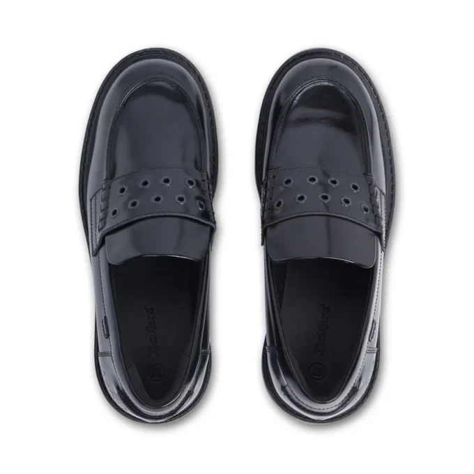 Mocassins Kori pour femme adulte en cuir noir à rivets Mocassins Kori pour femme adulte en cuir noir à rivets