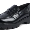 Mocassins Kori pour femme adulte en cuir noir à rivets Mocassins Kori pour femme adulte en cuir noir à rivets