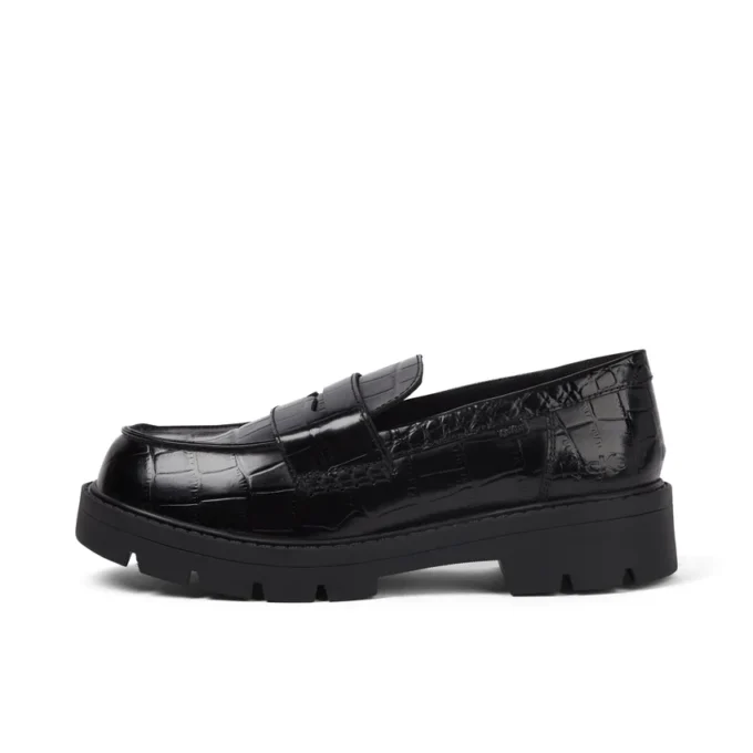 Mocassins Kori pour femme en cuir croco noir Mocassins Kori pour femme en cuir croco noir