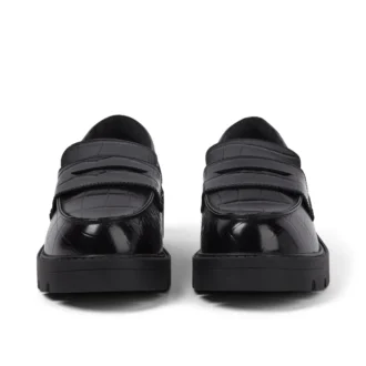 Mocassins Kori pour femme en cuir croco noir