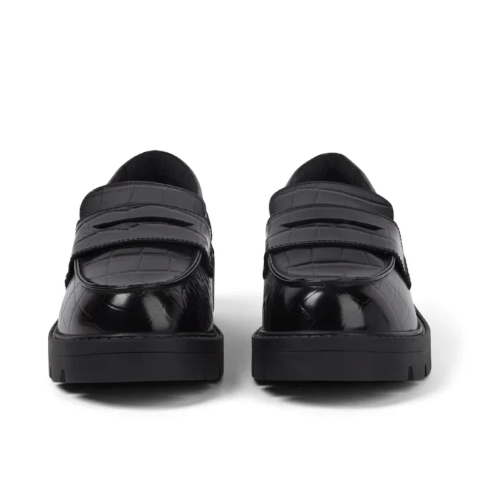 Mocassins Kori pour femme en cuir croco noir Mocassins Kori pour femme en cuir croco noir