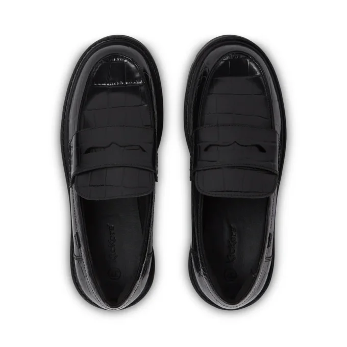 Mocassins Kori pour femme en cuir croco noir Mocassins Kori pour femme en cuir croco noir