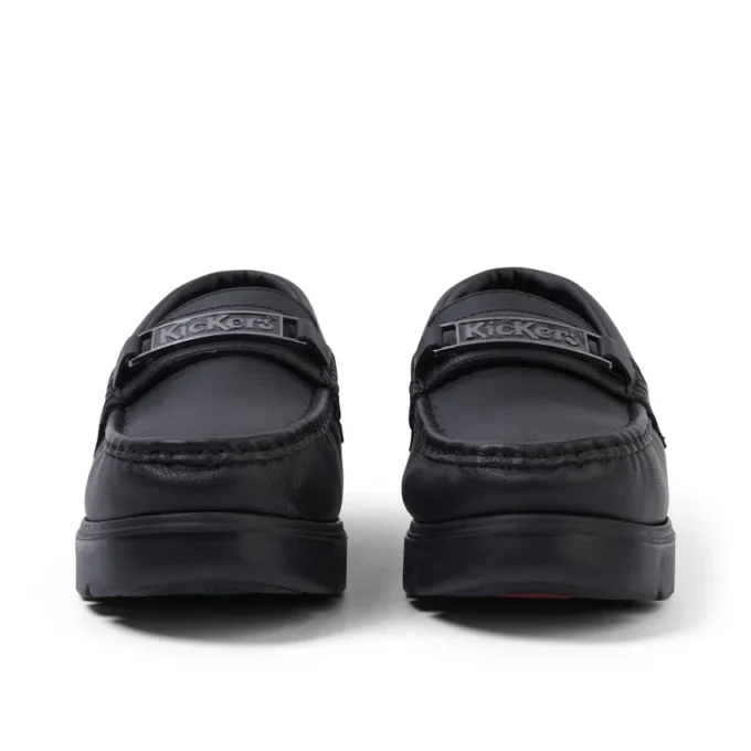 Mocassins Lennon unisexes pour adultes en cuir noir Mocassins Lennon unisexes pour adultes en cuir noir
