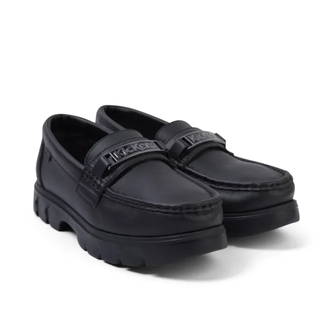 Mocassins Lennon unisexes pour adultes en cuir noir Mocassins Lennon unisexes pour adultes en cuir noir