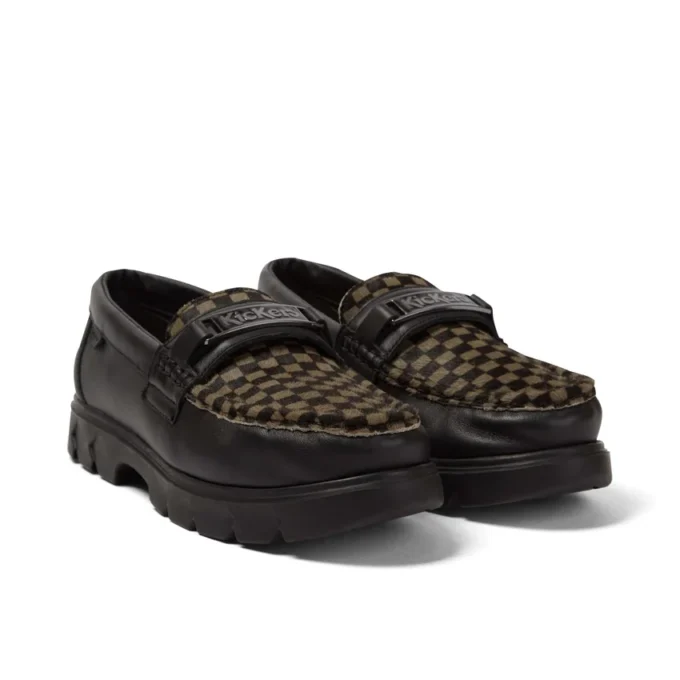 Mocassins Lennon unisexes pour adultes en cuir noir Mocassins Lennon unisexes pour adultes en cuir noir
