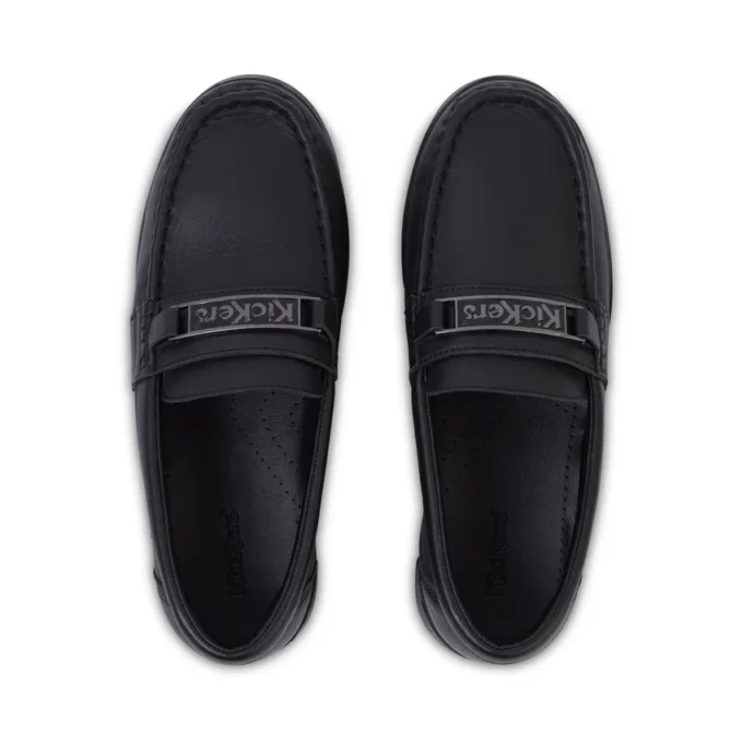 Mocassins Lennon unisexes pour adultes en cuir noir Mocassins Lennon unisexes pour adultes en cuir noir