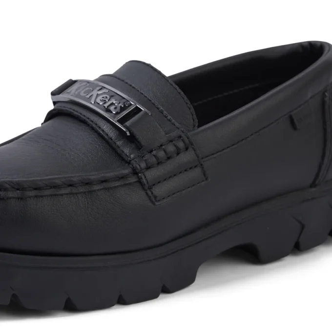 Mocassins Lennon unisexes pour adultes en cuir noir Mocassins Lennon unisexes pour adultes en cuir noir