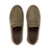 Mocassins Lennon unisexes pour adultes en cuir vert foncé Mocassins Lennon unisexes pour adultes en cuir vert foncé
