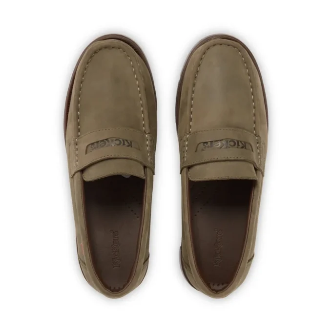 Mocassins Lennon unisexes pour adultes en cuir vert foncé Mocassins Lennon unisexes pour adultes en cuir vert foncé