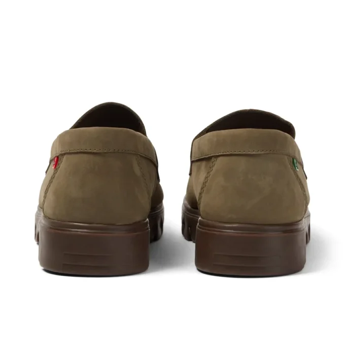 Mocassins Lennon unisexes pour adultes en cuir vert foncé Mocassins Lennon unisexes pour adultes en cuir vert foncé