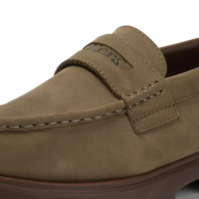 Mocassins Lennon unisexes pour adultes en cuir vert foncé Mocassins Lennon unisexes pour adultes en cuir vert foncé