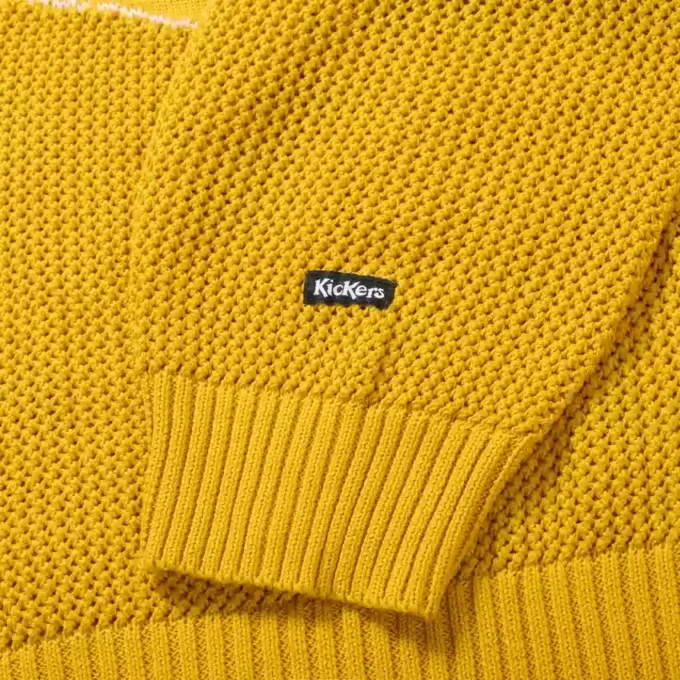 Pull-over unisexe pour adulte Kickers Classic en maille jacquard jaune
