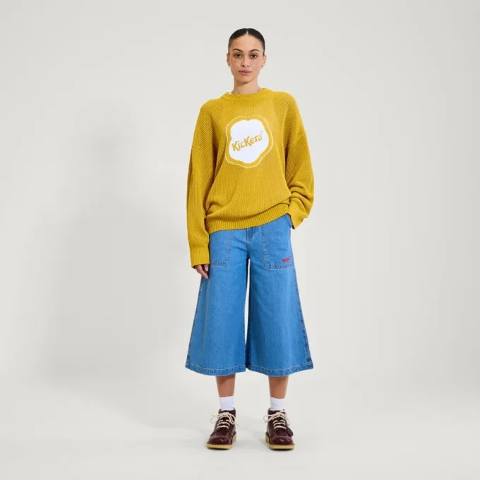 Pull-over unisexe pour adulte Kickers Classic en maille jacquard jaune