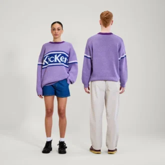 Pull unisexe adulte Kickers avec logo sur la poitrine, violet