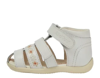 Sandales Baby Wriggle Flower en cuir blanc