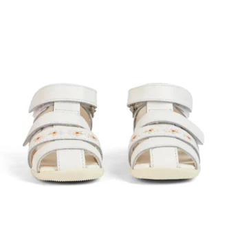 Sandales Baby Wriggle Flower en cuir blanc