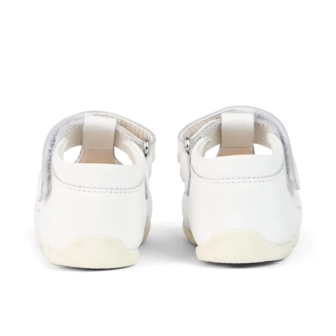 Sandales Baby Wriggle Flower en cuir blanc