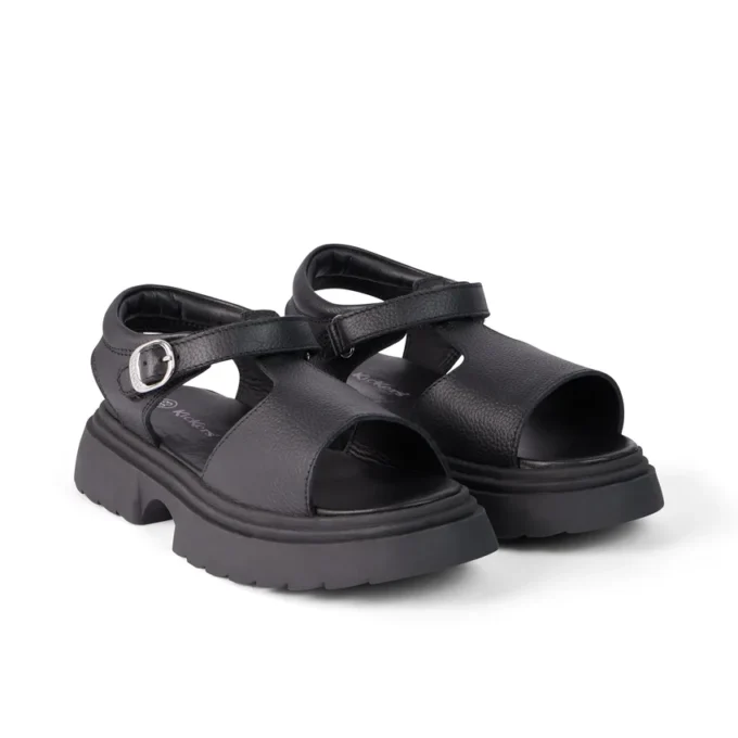 Sandales en cuir Kenzi pour jeunes filles, noir Sandales en cuir Kenzi pour jeunes filles, noir