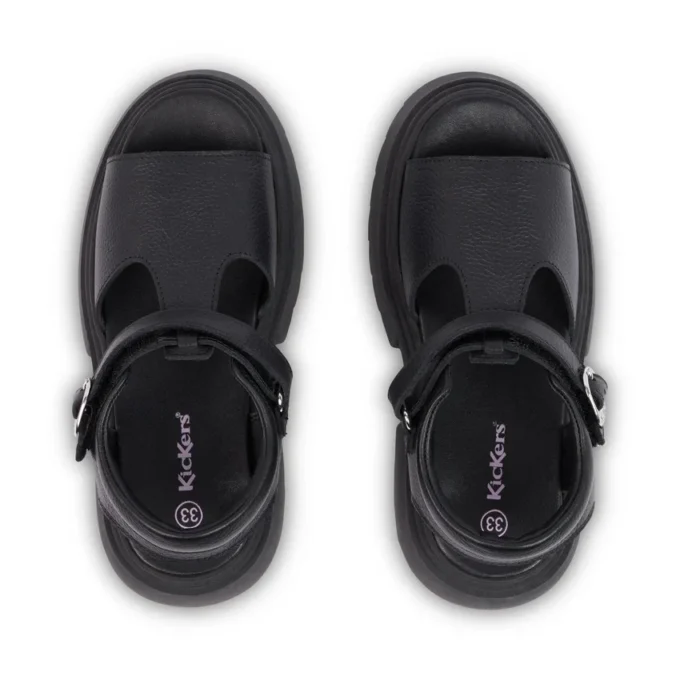 Sandales en cuir Kenzi pour jeunes filles, noir Sandales en cuir Kenzi pour jeunes filles, noir