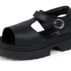 Sandales en cuir Kenzi pour jeunes filles, noir Sandales en cuir Kenzi pour jeunes filles, noir