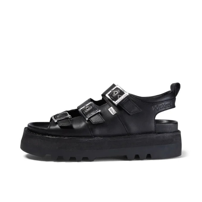 Sandales en cuir Knox Lo Buckle pour femmes, noir Sandales en cuir Knox Lo Buckle pour femmes, noir