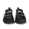 Sandales en cuir Knox Lo Buckle pour femmes, noir Sandales en cuir Knox Lo Buckle pour femmes, noir