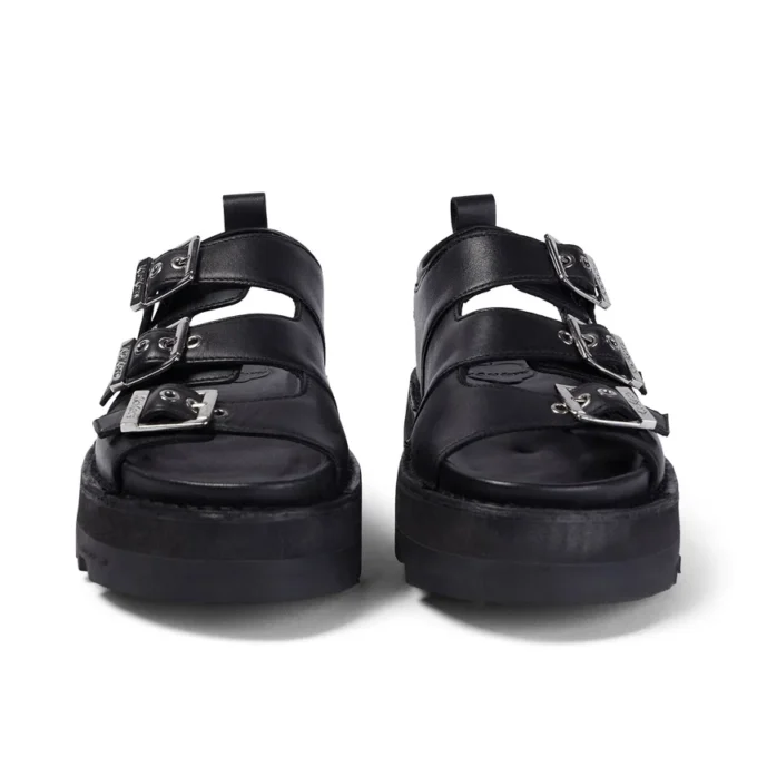 Sandales en cuir Knox Lo Buckle pour femmes, noir Sandales en cuir Knox Lo Buckle pour femmes, noir