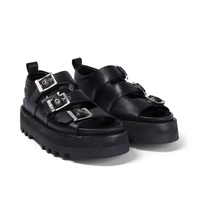 Sandales en cuir Knox Lo Buckle pour femmes, noir Sandales en cuir Knox Lo Buckle pour femmes, noir