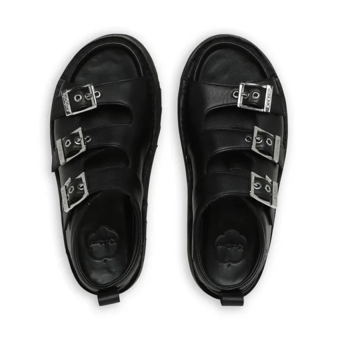 Sandales en cuir Knox Lo Buckle pour femmes, noir Sandales en cuir Knox Lo Buckle pour femmes, noir