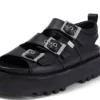 Sandales en cuir Knox Lo Buckle pour femmes, noir Sandales en cuir Knox Lo Buckle pour femmes, noir