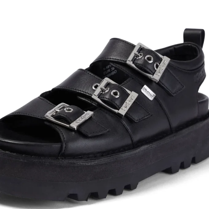 Sandales en cuir Knox Lo Buckle pour femmes, noir Sandales en cuir Knox Lo Buckle pour femmes, noir