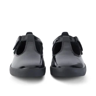 Sandales Kariko T Bar en cuir verni noir pour jeunes filles