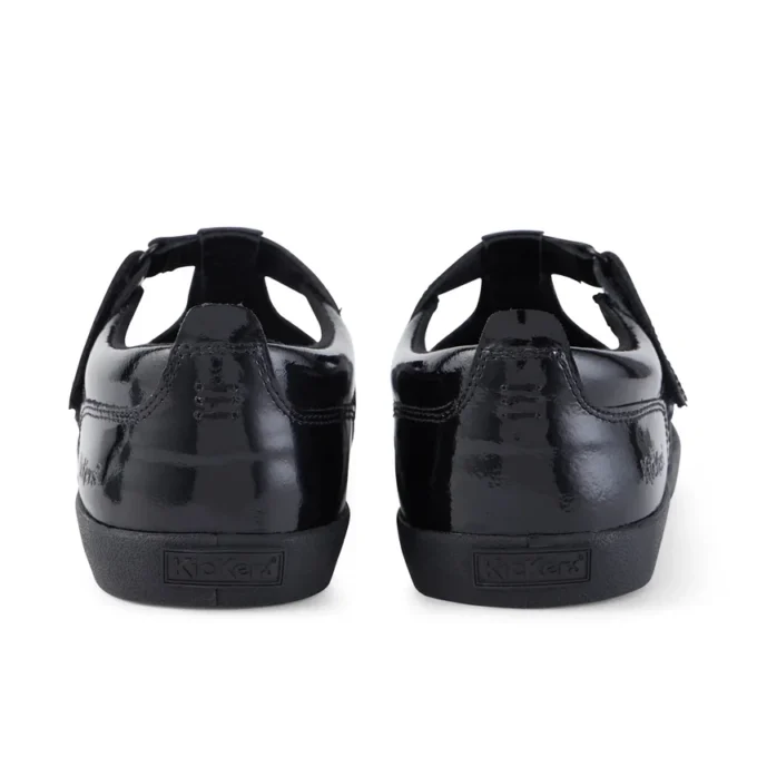 Sandales Kariko T Bar en cuir verni noir pour jeunes filles