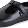 Sandales Kariko T Bar en cuir verni noir pour jeunes filles