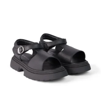 Sandales Kenzi pour filles junior en cuir noir