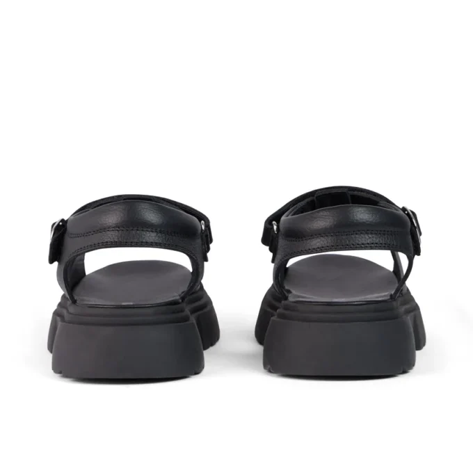 Sandales Kenzi pour filles junior en cuir noir Sandales Kenzi pour filles junior en cuir noir