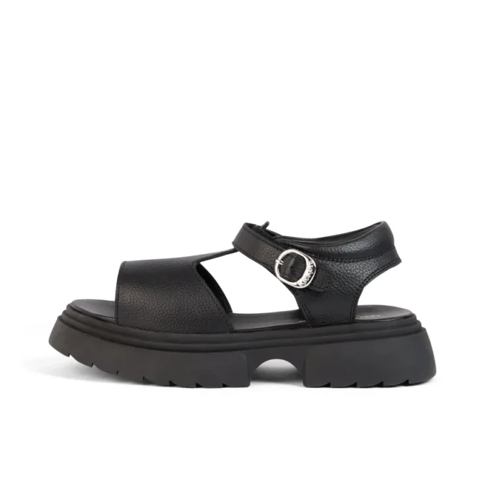 Sandales Kenzi pour filles junior en cuir noir Sandales Kenzi pour filles junior en cuir noir