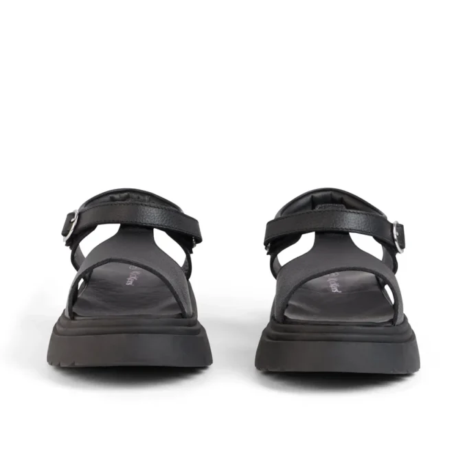 Sandales Kenzi pour filles junior en cuir noir Sandales Kenzi pour filles junior en cuir noir