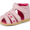 Sandales pour bébé Wriggle Flower en cuir rose