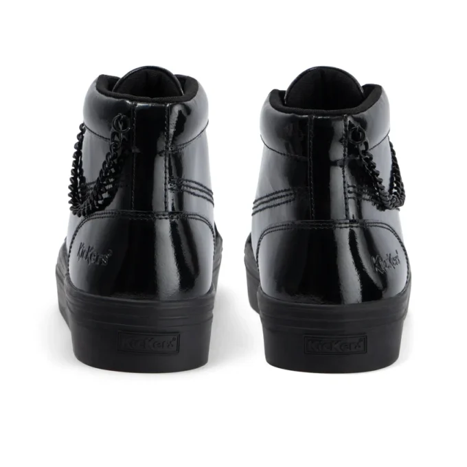 Tovni Hi Stack Chain en cuir verni noir pour jeunes filles