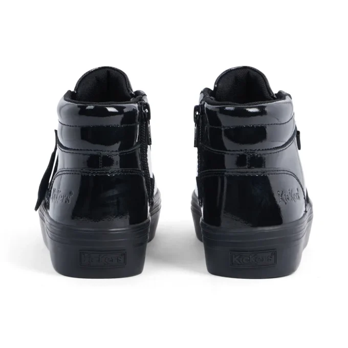 Tovni Stack Hi Flower en cuir verni noir pour filles