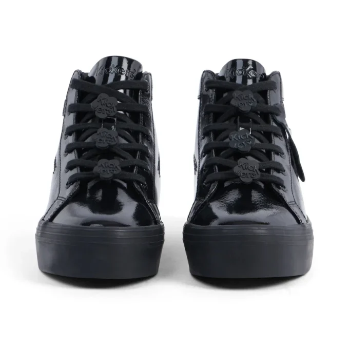 Tovni Stack Hi Flower en cuir verni noir pour jeunes filles Tovni Stack Hi Flower en cuir verni noir pour jeunes filles