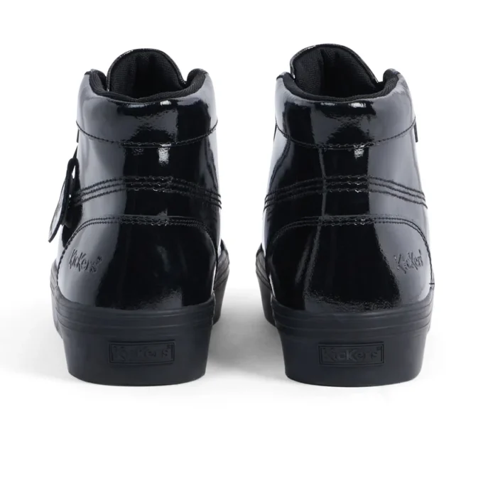 Tovni Stack Hi Flower en cuir verni noir pour jeunes filles Tovni Stack Hi Flower en cuir verni noir pour jeunes filles