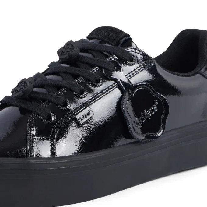 Tovni Stack Lo Flower en cuir verni noir pour femme adulte Tovni Stack Lo Flower en cuir verni noir pour femme adulte