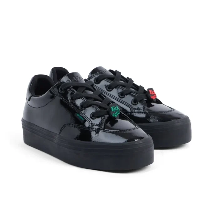 Tovni Stack Lo Flower en cuir verni noir pour filles
