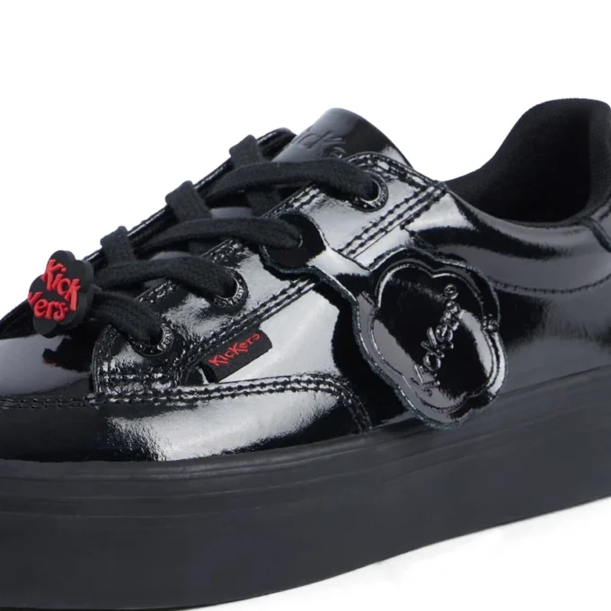 Tovni Stack Lo Flower en cuir verni noir pour filles