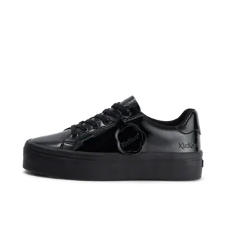 Tovni Stack pour jeunes filles en simili cuir verni noir