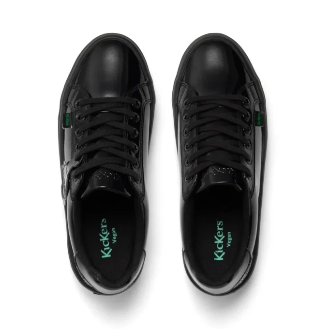 Tovni Stack pour jeunes filles en simili cuir verni noir